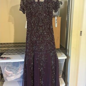 Nordstrom Purple Sequin Flutter Sleeve Gown